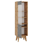 Шкаф-витрина с фасадом цвета серый бетон и стеклянной дверкой Grace of Furniture варинант исполнения - 2 | Loft Concept в Самаре