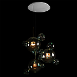 Люстра подвесная с прозрачными бирюзовыми стеклянными шарами и круглым основанием 3 лампы Giopato & Coombes варинант исполнения - 4 | Loft Concept в Самаре
