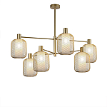 Люстра потолочная с абажурами из металлической сетки Loft Grid Pendant Gold варинант исполнения - 1 | Loft Concept в Самаре