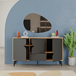 Комод цвета древесины с 3-мя дверцами и выдвижным ящиком темно-серого цвета SPARK CONSOLE OAK ANTHRACITE варинант исполнения - 2 | Loft Concept в Самаре