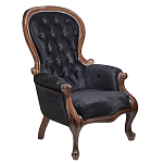 Кресло с мягкой обивкой из черного велюра на 4-х деревянных ножках Evelyn Classical Armchair варинант исполнения - 1 | Loft Concept в Самаре