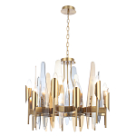 Люстра с вертикальными стеклянными элементами и металлическим каркасом цвета Латунь Vertical Glass варинант исполнения - 1 | Loft Concept в Самаре