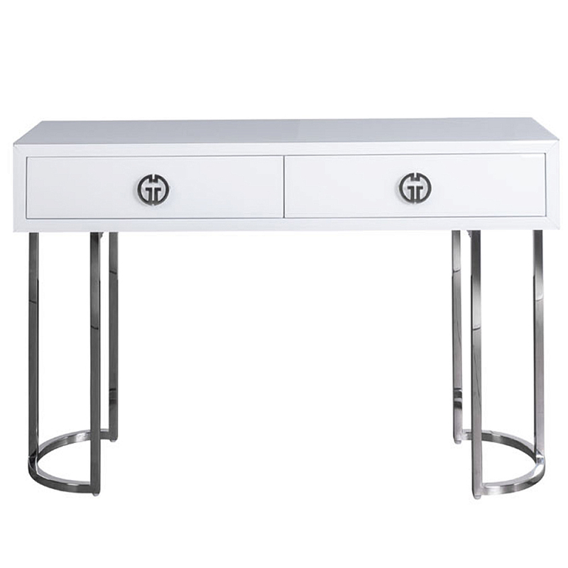 Консоль белая с 2-мя с ящикам Furniture Value Белый Хром Черный Золотой Консоль белая с 2-мя с ящикам Furniture Value Белый Хром Черный Золотой в Самаре | Loft Concept