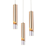 Подвесной светильник Metal Acrylic Tube Trio Gold Hanging Lamp варинант исполнения - 1 | Loft Concept в Самаре