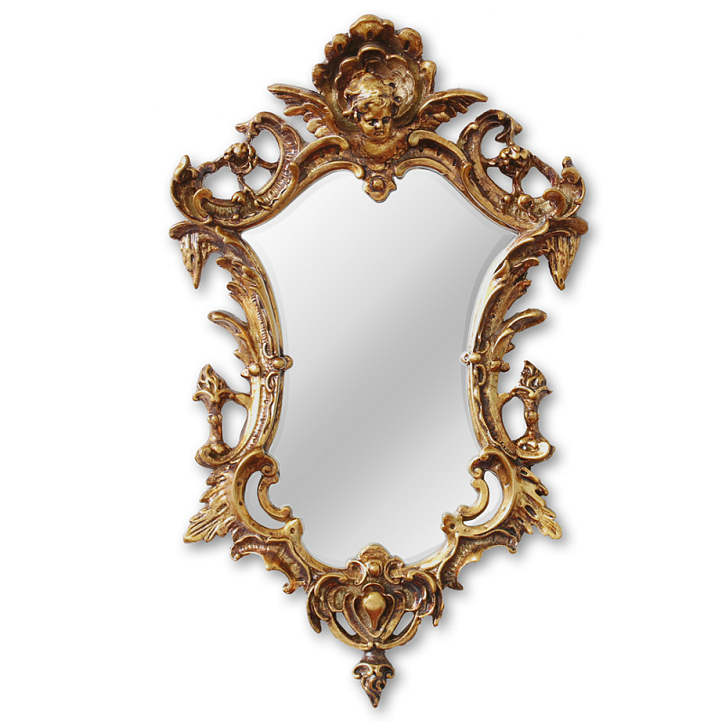 Зеркало настенное в ажурной раме золотого цвета с эффектом старины Classic Ornament Mirror Золотой в Самаре | Loft Concept 