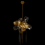 Люстра подвесная со стеклянными плафонами из дымчатого и золотистого с шестью вертикальными подвесками Gilded Mirage  варинант исполнения - 6 | Loft Concept в Самаре