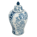 Ваза с крышкой и голубым цветочным рисунком на белом фоне Blue & White Ornament варинант исполнения - 1 | Loft Concept в Самаре