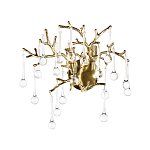 Бра в форме ветвей деревьев золотого цвета с прозрачными подвесками-каплями Droplet Bra варинант исполнения - 3 | Loft Concept в Самаре