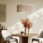 Люстра в форме цилиндра с вставками из деревянных бусин Wooden Beads варинант исполнения - 5 | Loft Concept в Самаре