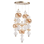 Люстра с плафонами из прозрачного и янтарного стекла в виде шаров и ромбов Gabriel Scott Luna варинант исполнения - 2 | Loft Concept в Самаре