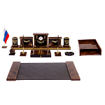 Настольный письменный набор с часами из природного камня обсидиана Royal Set варинант исполнения - 1 | Loft Concept в Самаре