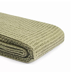 Плед из шерсти зеленого цвета с бахромой Waffle Comfort варинант исполнения - 3 | Loft Concept в Самаре