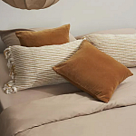 Чехол на подушку горчичного цвета с бахромой и объемным узором Ethnic mix варинант исполнения - 7 | Loft Concept в Самаре