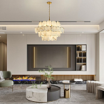 Люстра четырехъярусная с подвесками в форме дисков Cryptocrystalline Stone варинант исполнения - 6 | Loft Concept в Самаре