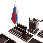 Настольный письменный набор из природного камня обсидиана с декором в виде орла Golden Eagle варинант исполнения - 4 | Loft Concept в Самаре