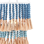 Подвесной светильник двухъярусный с декором из круглых деревянных бусин с кисточками Blue Wooden Beads Chandelier варинант исполнения - 1 | Loft Concept в Самаре