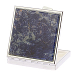 Таблетница карманная квадратная с 4-мя отделениями с зеркалом и накладкой из натурального камня Содалит Silver Stone Pillboxes варинант исполнения - 2 | Loft Concept в Самаре