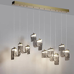 Подвесной светильник линейный с плафонами волнистой формы из фактурного стекла Big Wave варинант исполнения - 4 | Loft Concept в Самаре