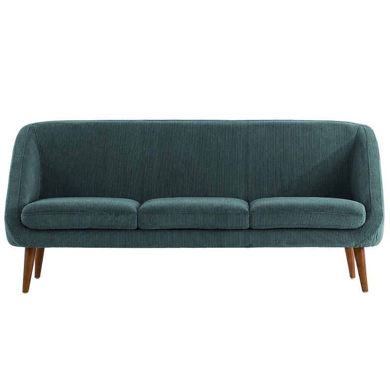 Трехместный диван с обивкой из велюра Belanger Sofa Зеленый Коричневый в Самаре | Loft Concept 