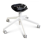 Стул с мягкой синей обивкой из велюра и подъемно-поворотным механизмом на белых колесиках Harper Blue and White варинант исполнения - 5 | Loft Concept в Самаре