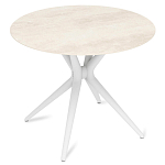 Стол обеденный с круглой столешницей из керамики на четырех белых ножках Sand Ceramics варинант исполнения - 3 | Loft Concept в Самаре