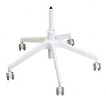 Стул с мягкой синей обивкой из велюра и подъемно-поворотным механизмом на белых колесиках Harper Blue and White варинант исполнения - 4 | Loft Concept в Самаре