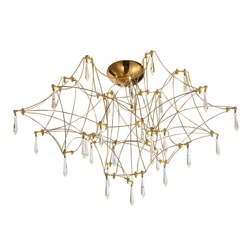 Потолочный светильник с тонкой металлической конструкцией цвета золото Quasar Золотой Прозрачный в Самаре | Loft Concept 