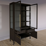 Витрина Primo со стеклянными фасадами и буфетом шпон Темный орех варинант исполнения - 4 | Loft Concept в Самаре