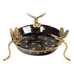 Блюдо черного цвета из фрафора на бронзовых ножках в виде стрекоз Eden Garden варинант исполнения - 2 | Loft Concept в Самаре