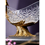 Чаша из прозрачного стекла на бронзовой подставке в виде павлина с рельефным хвостом Eden Garden варинант исполнения - 5 | Loft Concept в Самаре