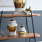 Ваза белая с крышкой и золотистыми фрагментами Chinoiserie Ceramics варинант исполнения - 2 | Loft Concept в Самаре