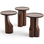 Круглый приставной стол из массива ореха Balu Wooden Side Table варинант исполнения - 5 | Loft Concept в Самаре