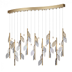 Люстра с золотистыми трубками и прозрачными стеклянными листьями на подвесах Sylva  варинант исполнения - 3 | Loft Concept в Самаре