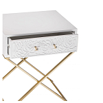 Приставной столик с выдвижным ящиком  White Table Carved Pattern варинант исполнения - 2 | Loft Concept в Самаре