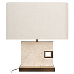 Настольная лампа с прямоугольным основанием из натурального камня c тканевым абажуром Lapis Tiburtinus варинант исполнения - 1 | Loft Concept в Самаре
