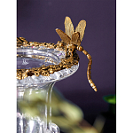 Ваза из прозрачного стекла на бронзовой подставке с ободком и ручками в виде стрекоз Eden Garden варинант исполнения - 3 | Loft Concept в Самаре