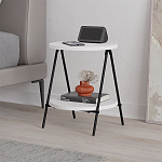 Стол приставной с 2-мя круглыми белыми столешницами ESSEL SIDE TABLE WHITE варинант исполнения - 4 | Loft Concept в Самаре