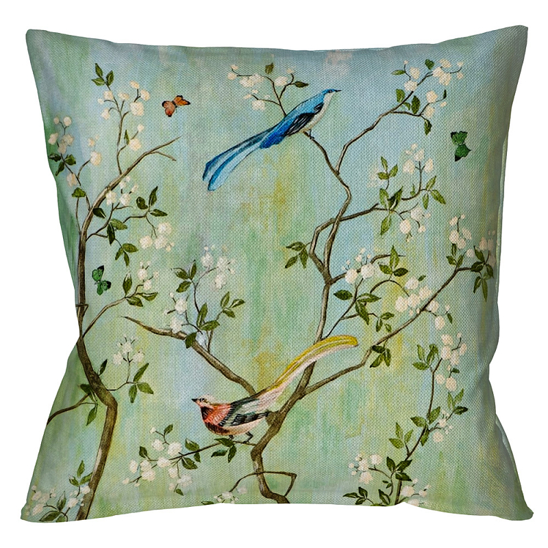 Декоративная подушка Beige and Green Chinoiserie 4 Зеленый шалфей Бежевый Декоративная подушка Beige and Green Chinoiserie 4 Зеленый шалфей Бежевый в Самаре | Loft Concept