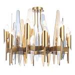 Люстра с вертикальными стеклянными элементами и металлическим каркасом цвета Латунь Vertical Glass варинант исполнения - 2 | Loft Concept в Самаре