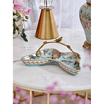 Блюдо из голубого фарфора с бронзовой ручкой в виде ветки Blue Garden варинант исполнения - 3 | Loft Concept в Самаре