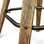 Барный стул со спинкой и металлической подставкой на 4-х деревянных ножках Коричневый Велюр Vendramin Chair варинант исполнения - 3 | Loft Concept в Самаре