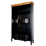 Стеллаж книжный из массива березы черного цвета с состаренным эффектом Vintage варинант исполнения - 1 | Loft Concept в Самаре