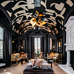 Обои ручная роспись в стиле Арт-деко Symphony Original colourway on Flint silk dupion варинант исполнения - 1 | Loft Concept в Самаре