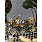 Блюдо черного цвета из фрафора на бронзовых ножках в виде стрекоз Eden Garden варинант исполнения - 3 | Loft Concept в Самаре