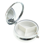 Таблетница карманная круглая с 3-мя отделениями с зеркалом и накладкой из натурального камня Содалит Silver Stone Pillboxes варинант исполнения - 2 | Loft Concept в Самаре