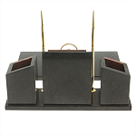 Настольный письменный набор из лемезита и змеевика с часами Royal Accessory варинант исполнения - 5 | Loft Concept в Самаре