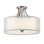 Потолочный светильник с двойным цилиндрическим плафоном из белого стекла и прозрачной органзы Kichler варинант исполнения - 12 | Loft Concept в Самаре