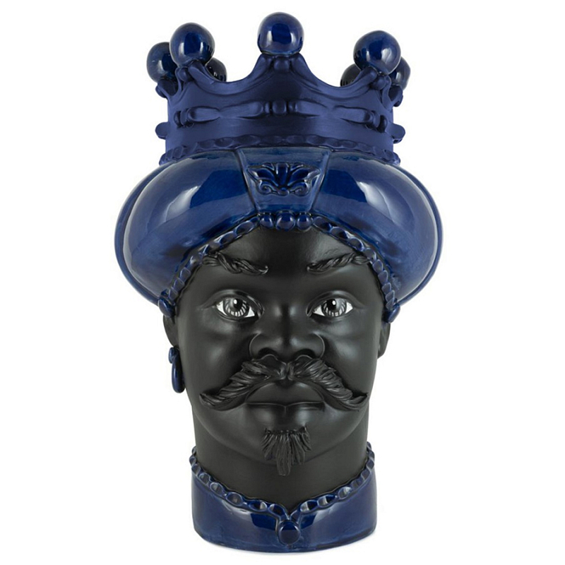 Ваза Vase Moro Man Crown Dark Blue Черный Темно-синий Ваза Vase Moro Man Crown Dark Blue Черный Темно-синий в Самаре | Loft Concept