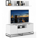 ТВ-тумба белая с  2-мя дверцами и ящиком Strict Lines варинант исполнения - 5 | Loft Concept в Самаре