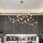 Люстра в виде золотой ветки с цветами Glass Flower Pendant Light варинант исполнения - 4 | Loft Concept в Самаре